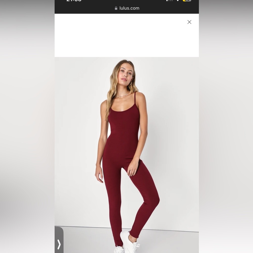 Lulus Super Base Burgundy Ribbed Knit BodyconLounge Jumpsuit